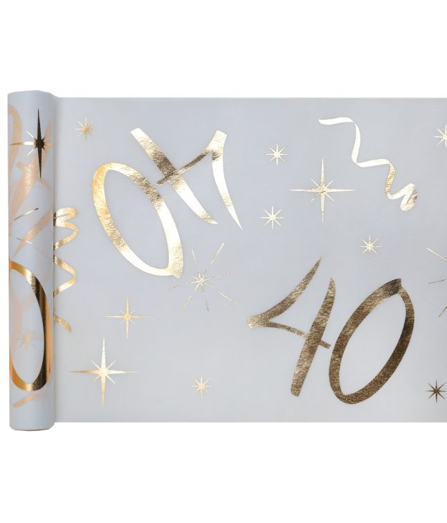 Hvid og guld bordløber, 40 år