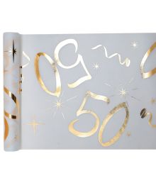 Hvid og guld bordløber, 50 år
