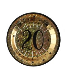Guld glimmer paptallerken, 20 år