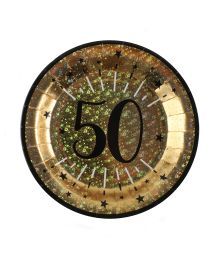 Guld glimmer paptallerken, 50 år