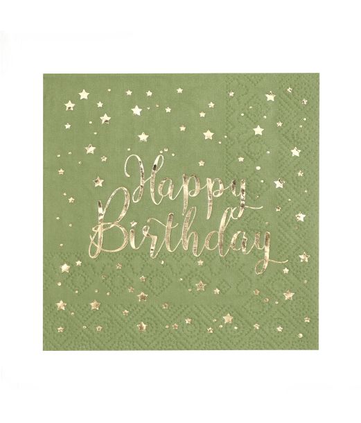 Salvie Happy Birthday servietter