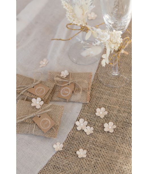 Beige perleblomster, 40 stk