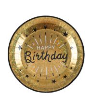 Guld glimmer Happy Birthday paptallerkner