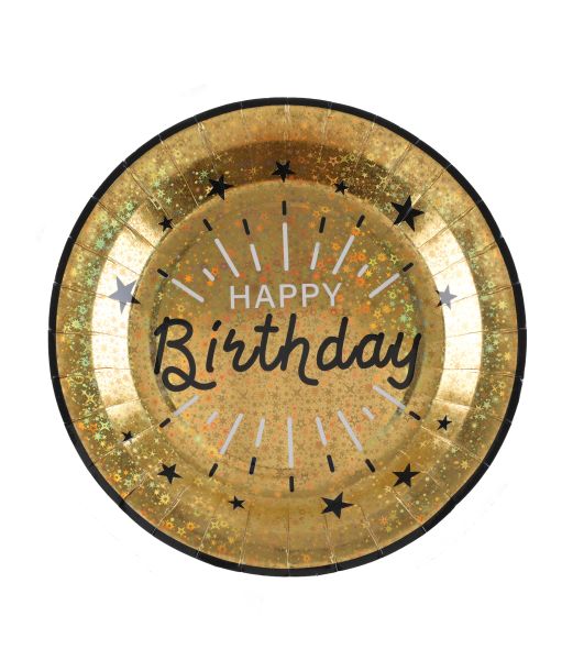 Guld glimmer Happy Birthday paptallerkner