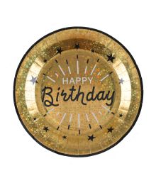 Guld glimmer Happy Birthday paptallerkner