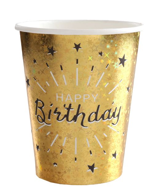 Guld glimmer Happy Birthday papkrus