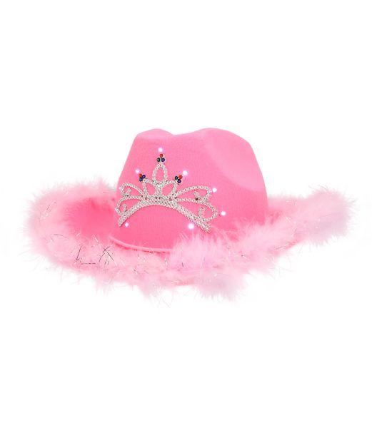 Pink cowboyhat med LED lys
