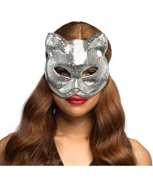 Sølv disko katte maske
