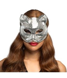 Sølv disko katte maske