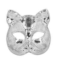 Sølv disko katte maske
