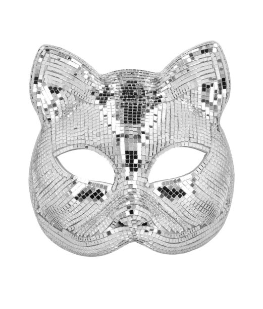 Sølv disko katte maske