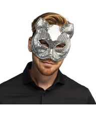 Sølv disko katte maske