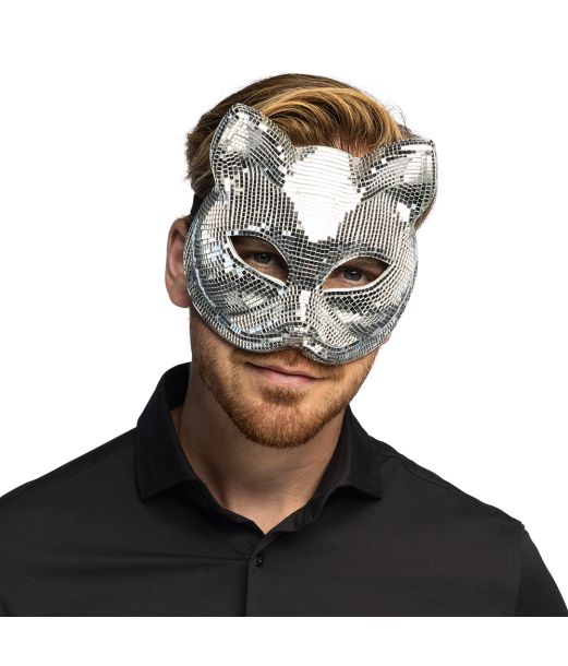 Sølv disko katte maske