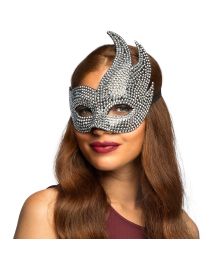 Sølv venetian maske med sten