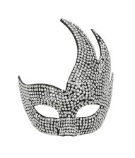 Sølv venetian maske med sten
