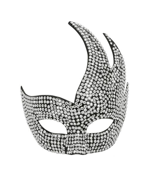 Sølv venetian maske med sten