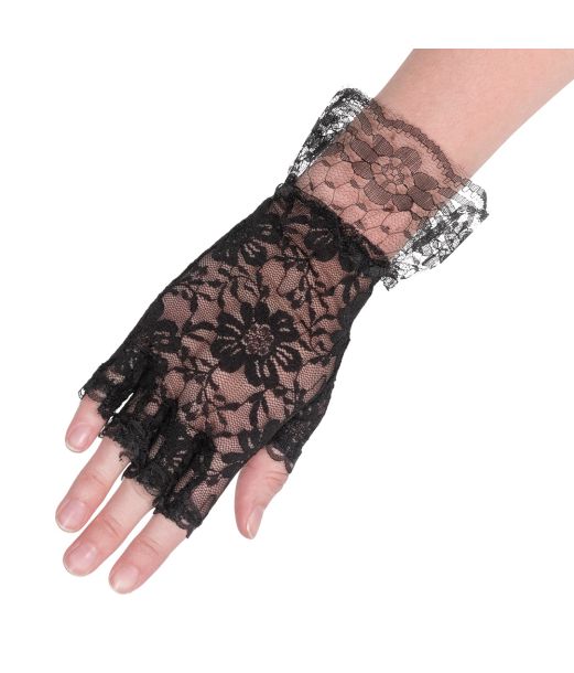 Sorte fingerløse blonde hansker