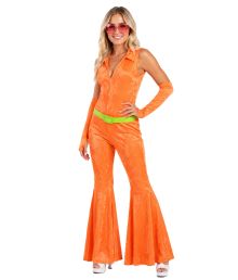 Neonorange jumpsuit til disco udklædningen