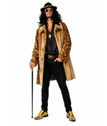 Pimp frakke med leopard print i plys