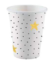 Hvide papkrus med stjerner og prikker, 8 stk