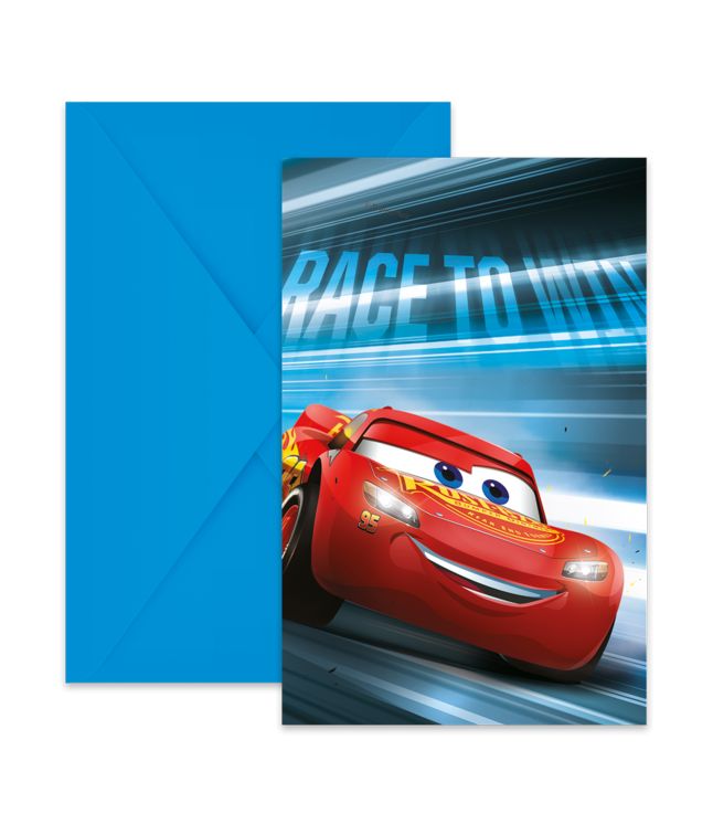 Cars racerløb invitationer, 6 stk