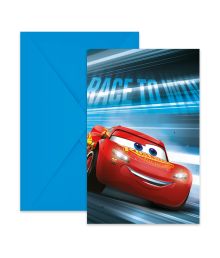Cars racerløb invitationer, 6 stk