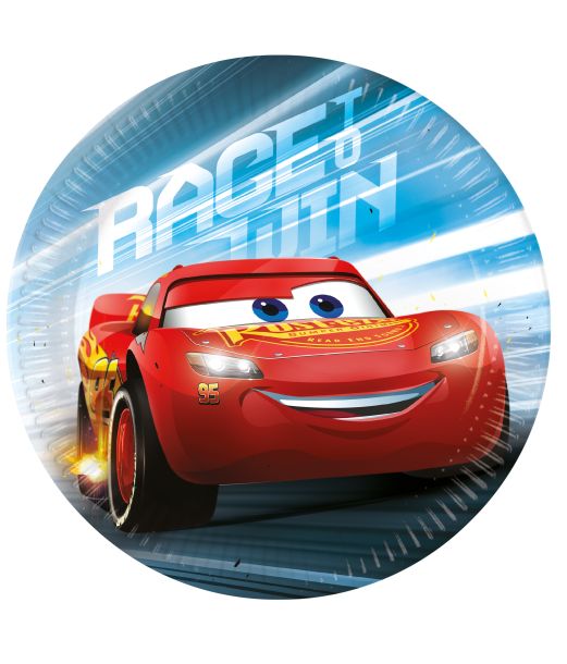 Cars racerløb paptallerkner 19,5 cm, 8 stk
