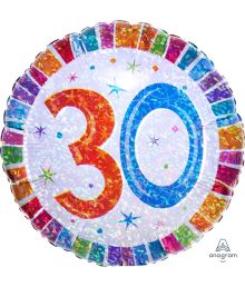 Holografisk folieballon 30 år, 45cm