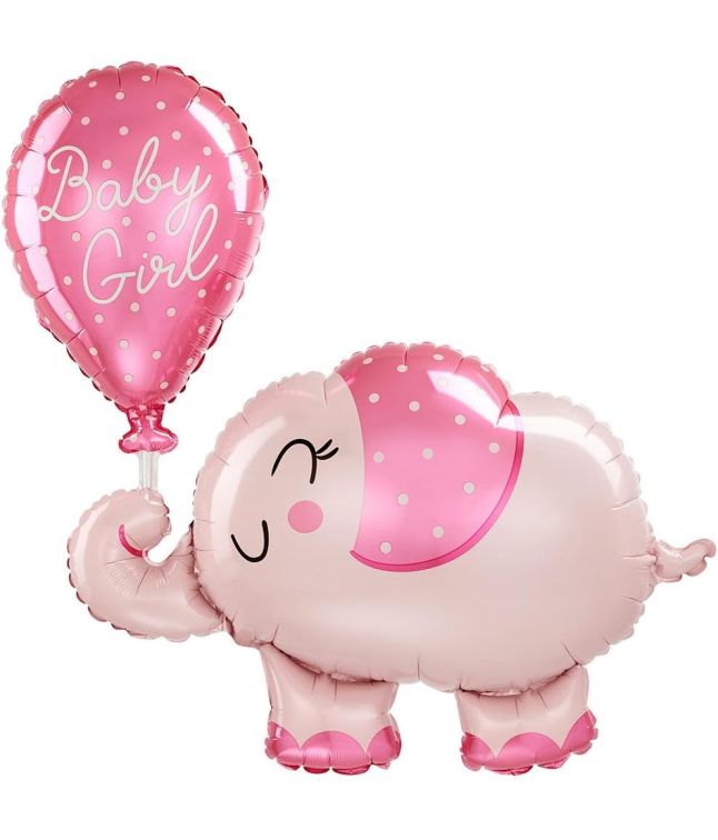 Baby girl elefant folieballon, 73 X 78 cm