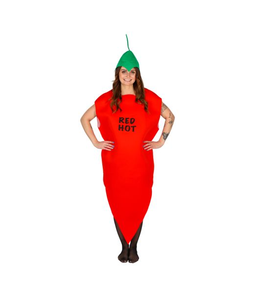Rødt chili kostume til teens og voksne.