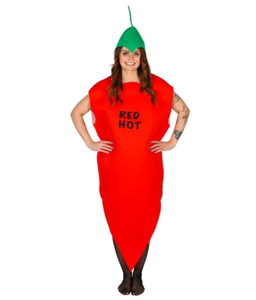 Rødt chili kostume til teens og voksne.