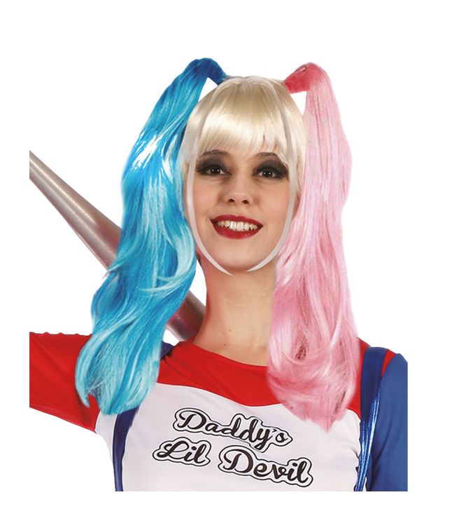 Paryk til Harley Quinn udklædningen.