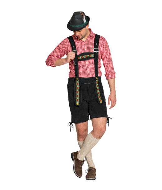 Sorte tyrolerbukser Johann, kort