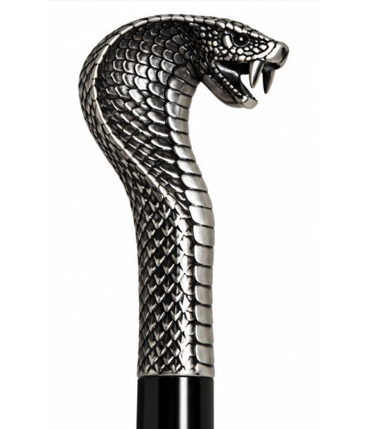 Stok med sølv kobra, 93 cm