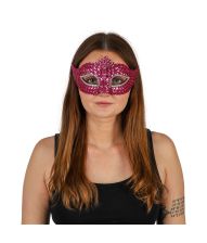 Halvmaske med pink sten