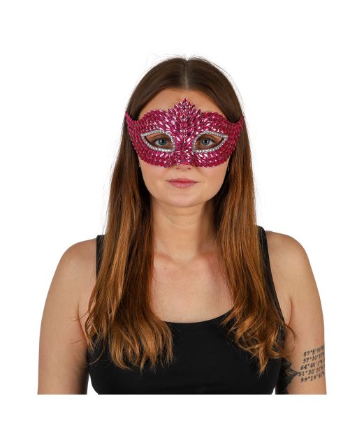 Halvmaske med pink sten