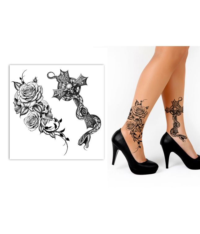 Skelet og kors tatoveringer