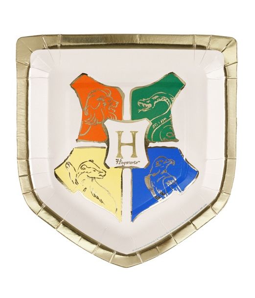 Harry Potter paptallerkener – Hogwarts våbenskjold, 6 stk.