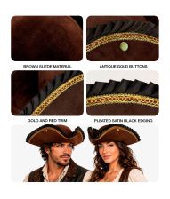 Deluxe Pirathat – Brun tricornerhat