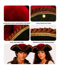 Deluxe Pirathat – Bordeaux tricornerhat