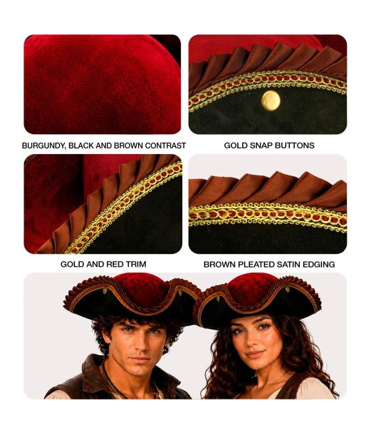 Deluxe Pirathat – Bordeaux tricornerhat