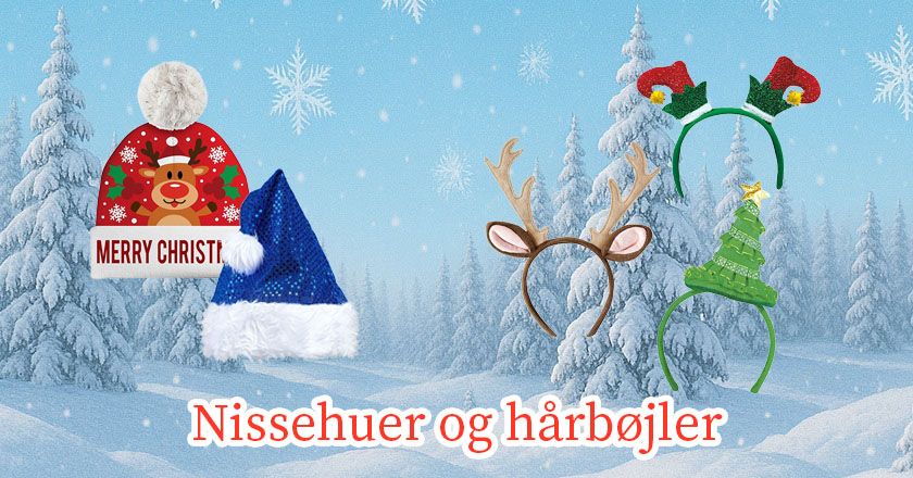 Nissehuer og julehatte til julen 2025