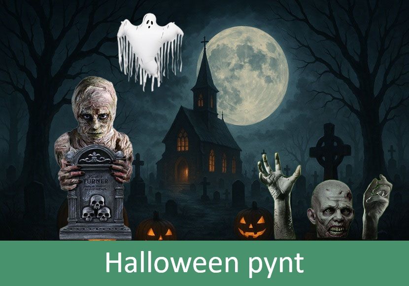 Halloween pynt, figurer og dekorationer